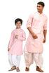 VASTRAMAY Pink Cotton Baap Beta Kurta Dhoti Set